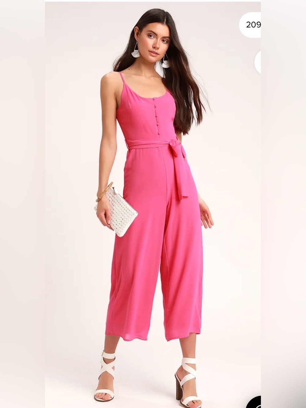 Lulu's Neon Pink Wide-Leg Jumpsuit with Spaghetti Straps
